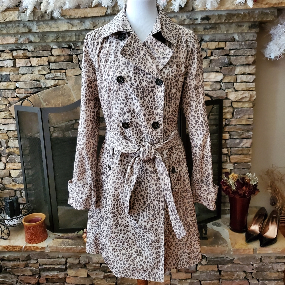 Banana Republic Leopard Print Trench Jacket Coat